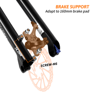 <span class=keywords><strong>Fourche</strong></span> de suspension pneumatique TOSEEK pour <span class=keywords><strong>VTT</strong></span> 26, <span class=keywords><strong>27</strong></span>,<span class=keywords><strong>5</strong></span>, 29 pouces, tige conique avec verrouillage à distance et réglage du rebond, axe traversant 100x15mm - Product Image 6