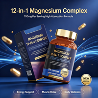 Service de dropshipping : Complément complexe de magnésium 12-en-1, 700 mg par dose, favorise le bien-être quotidien, 120 capsules, OEM disponible