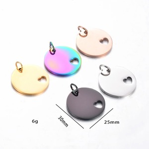 Pendentif rond vierge pour animaux de compagnie de 25 mm en gros, breloque gravable en acier inoxydable pour nom de chien, chat et numéro de téléphone, cadeaux accessoires personnalisés - Product Image 2