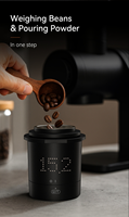 Moulin à café électrique numérique avec balance de cuisine et écran LED, en ABS noir de qualité alimentaire et alliage d'aluminium, précision 200g/0.1g