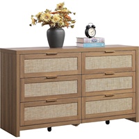 Commode en rotin et bois, commode moderne à 6 tiroirs avec rangement |   Usine Homex_BSCI