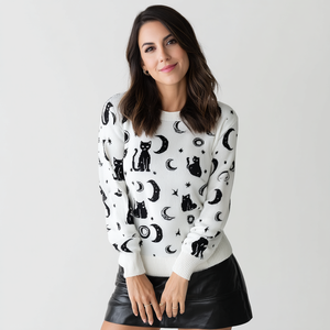Pullover da <span class=keywords><strong>donna</strong></span> in maglia retrò da strega Vintage traspirante in Costume di Halloween <span class=keywords><strong>motivi</strong></span> classici in pizzo stile Casual per la primavera autunno inverno - Product Image 1