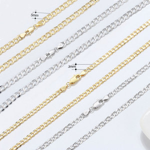 RINNTIN BSC60 prezzo all'ingrosso 3mm 5mm diamante taglio cordolo collana a maglia in argento <span class=keywords><strong>Sterling</strong></span> 925 gioielli uomini catena a maglie cubane - Product Image 1