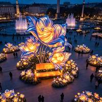 Ensemble de lanternes géantes en forme de fleurs pour l'extérieur, éclairage décoratif festif pour les places de ville et les événements
