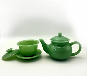 Verre à lait moseur traditionnel chinois, tasse à thé Kung Fu avec couvercle en verre de Jade - Product Image 4
