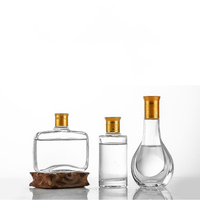 Botol Kaca Datar 100ml untuk Whiskey, Botol Kaca Kecil 50ml untuk Vodka, Anggur, Minuman, Jus, dengan Tutup Gabus