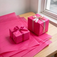 Papier de soie rose personnalisé avec logo doré 17GSM, papier d'emballage pour fleurs, vêtements et chaussures