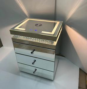 Top Sale Smart <strong>Mirrored</strong> Bedside Table <strong>Mirrored</strong> <strong>Nightstand</strong> with LED Lights Blue Tooth Speaker &amp; Wireless Charger Meubles Muebles - Product Image 5