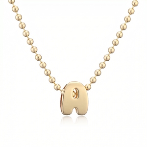 Collana <span class=keywords><strong>con</strong></span> Ciondolo Personalizzato in Acciaio Inossidabile <span class=keywords><strong>con</strong></span> 26 Lettere, Impermeabile, Ipoallergenico, Placcato Oro PVD, Gioiello <span class=keywords><strong>con</strong></span> <span class=keywords><strong>Iniziale</strong></span> - Product Image 1