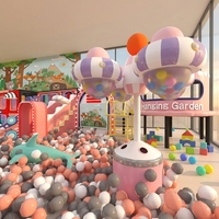Aoleao Aire de jeux intérieure personnalisée thème carrousel pastel avec piscine à balles, toboggan et structure d'escalade pour enfants, jeu souple haute capacité à usage commercial CE TUV