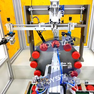 Machine de sérigraphie cylindrique sur couvercles en plastique sérigraphie NISHMAN CHEVEUX CIRES PP Cosmétique Couvercle serigrafia maquina - Product Image 2