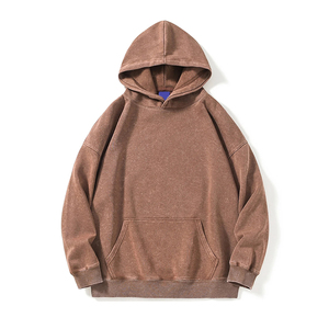 Sweat à capuche pour homme en tissu éponge délavé à l'acide, 100% coton, coupe ample, avec logo personnalisé, écologique et respirant, vêtement d'hiver - Product Image 6