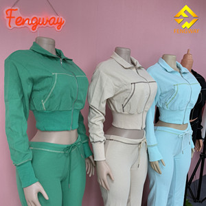 Nouvelle Collection Automne <span class=keywords><strong>Hiver</strong></span> 2026 Femme : Ensemble 2 Pièces Tendance – Veste Sweat-shirt Gaufrée Zippée et Pantalon Coordonné - Product Image 3