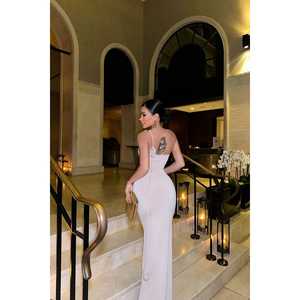 Beige Satin Tie-Up Ball <b>Gown</b> Evening Dress with Spaghetti Straps XL Size <b>Floor</b>-<b>Length</b> Formal Party Style Decorated with Roses - Product Image 1