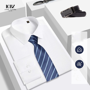 Polyester Spandex Herren Baumwolle Formale Weiße Französische Manschetten Button Down Volle Ärmel Kurze Lange Hemden Für Herren - Product Image 3