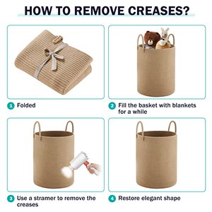 Panier à linge en corde de jute, panier à linge haut, panier pour bébé pour ranger les couvertures dans la chambre - Grand - Jute - Product Image 6