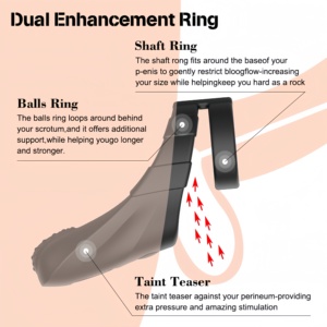 Casemee Penis &amp; P-Spot Stimulation Men's Silicone Penis <strong>Cock</strong> <strong>Ring</strong> Wearable Dual-<strong>Ring</strong> Vibrator With Perineum Teaser - Product Image 6