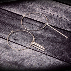 ต่างหูแบบห่วงชุบเงินพรีเมี่ยมพร้อมแถบหยดน้ำและห่วงแบบยาวแบบเรียบง่ายสไตล์โมเดิร์นต่างหูห่วงทุกวันเครื่องประดับ - Product Image 2