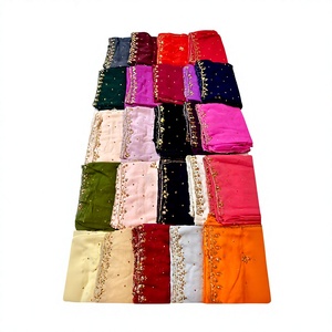 Chal de Chifón Bordado para Mujer, Color Sólido, Estilo Étnico Tradicional para Uso Diario, Estilo India/Pakistán, Transpirable para Todas las Estaciones - Product Image 2