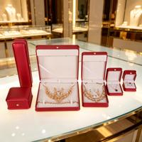 FADELI PACKING Coffret à bijoux en cuir PU rouge vin, 5 tailles, fermoir doré, logo personnalisé, intérieur en velours, cadeau de mariage