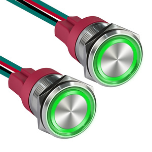 Interruptor de Botón Pulsador Iluminado de 22mm, Aleación de Aluminio, IP65 Impermeable, Anillo LED, Montaje en Panel, Momentáneo, 12V 15A - Product Image 1