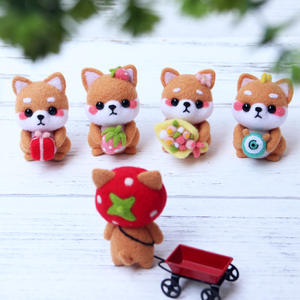 Fournitures de feutrage de laine, artisanat d'art DIY, poupée en <span class=keywords><strong>peluche</strong></span> de chat de dessin animé, chien Shiba Inu en <span class=keywords><strong>peluche</strong></span>, animaux en <span class=keywords><strong>peluche</strong></span>, kit de feutrage <span class=keywords><strong>à</strong></span> l'aiguille DIY - Product Image 1