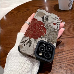 เคสโทรศัพท์มือถือลายดอกไม้<span class=keywords><strong>สี</strong></span><span class=keywords><strong>เทา</strong></span>แดงพิมพ์ลายหนังเทียม TPU สำหรับ <span class=keywords><strong>iPhone</strong></span> X Xr 11 12 13 14 15 16 17 18 Pro Max - Product Image 4