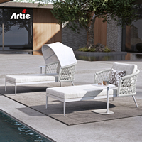 Artie meubles de piscine d'hôtel chaises longues d'extérieur de luxe meubles de porte modernes lit de soleil de plage chaise longue en aluminium