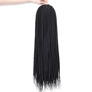Box Braid Crochet 30 pouces 144 mèches Double trame machine pré-étirée pré-bouclée Origine Chine 6 paquets Cheveux noirs pour femmes - Product Image 4