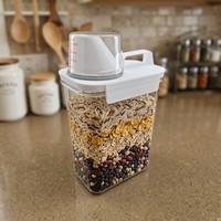 Conteneur de stockage hermétique pour aliments secs de cuisine avec tasse graduée, sans BPA, moulé par injection, couvercle à double usage à fermeture par pression