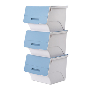front opening plastic storage box kids toys side open stackable organizer storage box