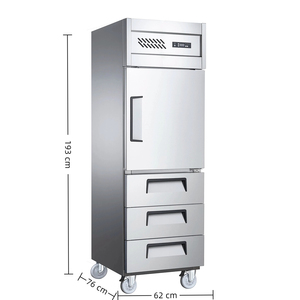 NE-862 450L เครื่องทำความเย็นแบบคู่อุณหภูมิสูงอุปกรณ์ครัวเชิงพาณิชย์ทำจากสเตนเลสสตีลมีล้อ - Product Image 1