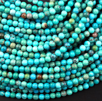 Perles rondes lisses en turquoise naturelle AMARA, 3 mm-10 mm, qualité supérieure, pour bijoux, bracelet de cheville, bracelet, femmes, filles, 13 pouces, brins de rondelles