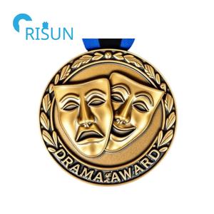Medallas <span class=keywords><strong>de</strong></span> Esmalte Personalizadas para Clubes <span class=keywords><strong>de</strong></span> Teatro, Medalla <span class=keywords><strong>de</strong></span> Corona, Premios <span class=keywords><strong>de</strong></span> Teatro, Medallón para Actores y Intérpretes - Product Image 2