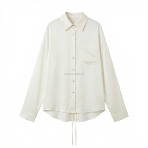 Ensemble deux pièces décontracté pour femme : chemise à col en V et manches longues en cuivre uni, pantalon large, coupe ample, fluide, séchage rapide, respirant - Product Image 6