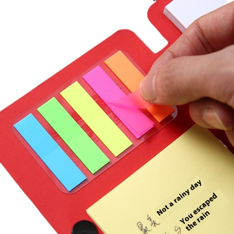Casual Transparent Sticky Note Button-Type Kraft Paper Combination N Times Printed Logo Promotional Notebook Tear-Off Pen