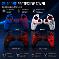 Coque de protection en silicone colorée à motif toile d'araignée gravée au laser unique pour manette PS5, poignée ergonomique pour jeux