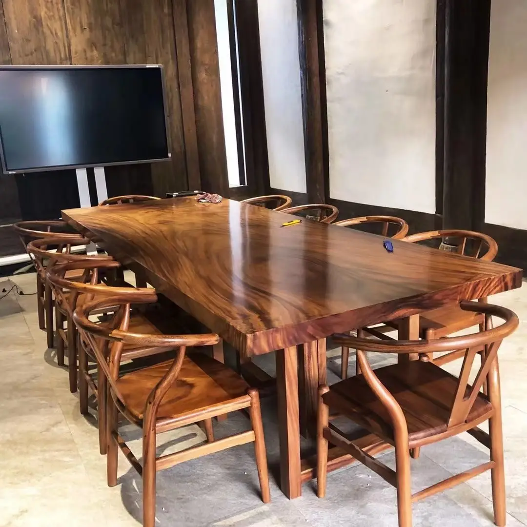 Đồ Nội Thất Ngoài Trời Giá Tốt Nam Mỹ Walnut Hình Dạng Tự Nhiên Bảng Top Sống Cạnh Gỗ Slab Nhà Hàng Bàn Ăn