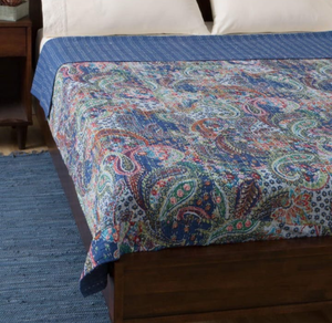 Couette Kantha en coton imprimé à la main, style traditionnel indien, patchwork fait main, pour lit simple 60x90 et lit king size 90x108 - Product Image 4