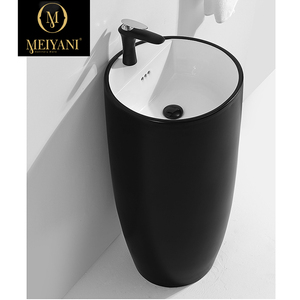 Lavabo a Colonna Moderno Monoblocco Forma Rotonda Lavandini <span class=keywords><strong>da</strong></span> Bagno Colorati Facili <span class=keywords><strong>da</strong></span> Pulire Lavabo Autoportante - Product Image 1