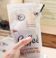 Pochette transparente autoportante pour boissons avec ouverture pour paille, sac refermable à fermeture éclair pour café, jus, smoothies et emballage de liquides