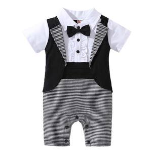 Ensembles de vêtements <span class=keywords><strong>pour</strong></span> bébés, vêtements <span class=keywords><strong>pour</strong></span> enfants de 3 à 18 mois, combinaison formelle <span class=keywords><strong>pour</strong></span> gentleman, noir et blanc, manches courtes, <span class=keywords><strong>barboteuse</strong></span>, smoking <span class=keywords><strong>pour</strong></span> bébé garçon, BBRS-001 - Product Image 4