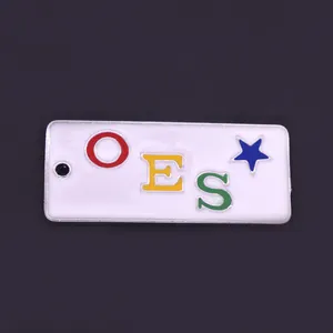 Custom Rechthoek Hand Gestempeld Gegraveerd Griekse Sorority Letters Order Pasen Star OES Charm Hangers Voor Sleutelhanger Ketting Maken