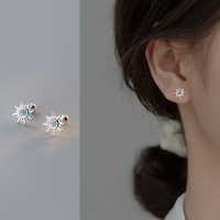 LT-335 à la mode forêt INS bleu soleil boucles d'oreilles femmes 925 argent Sterling fileté bouchons d'oreille vis lumière Niche anniversaire