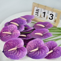 Bunga Anthurium Artificial LUYI Real Touch, Cetak 3D, Dekorasi Rumah, Rangkaian Bunga