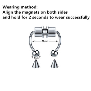 Anneau de <span class=keywords><strong>nez</strong></span> en acier inoxydable, anneau en fer à cheval, bijoux de <span class=keywords><strong>piercing</strong></span>, pince de <span class=keywords><strong>nez</strong></span>, anneau de <span class=keywords><strong>nez</strong></span> sans perçage - Product Image 2