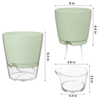 Pot de fleurs auto-arrosant avec réservoir transparent en plastique, pots à fleurs absorbants l'eau automatiquement pour plantes, décoration de la maison et du bureau