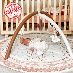 Sensory and Motor Skill Development Macrame Baby Play Gym <strong>Mat</strong> with 6 Detachable Toys and 12 <strong>Milestone</strong> Cards Activity <strong>Mat</strong> - Product Image 6