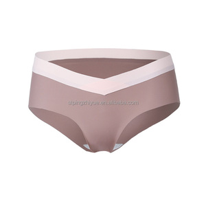Трусы для беременных из ледяного шелка, однотонные, со средней посадкой, V-образные, быстросохнущие, бесшовные - Product Image 5