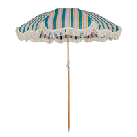 Parasol de plage en bois sur mesure de 200 cm avec franges, en coton, et ensemble de chaises de luxe pour l'extérieur, mobilier de jardin rafraîchissant, vente en gros